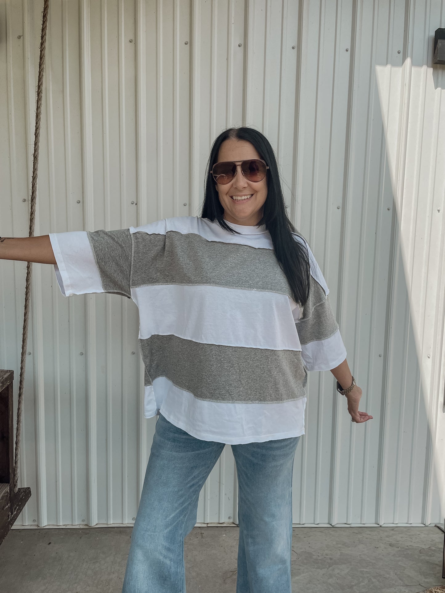 Gray ColorBlock Top