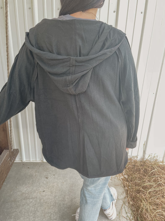 Black Hooded Cardigan