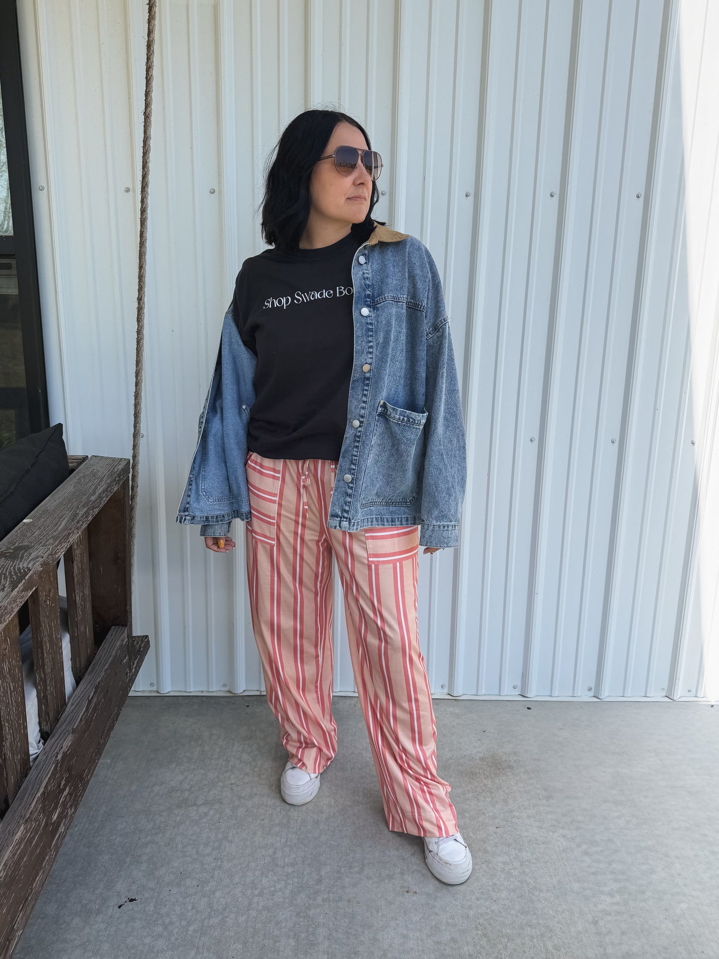 Bright Striped Wide Leg Pants