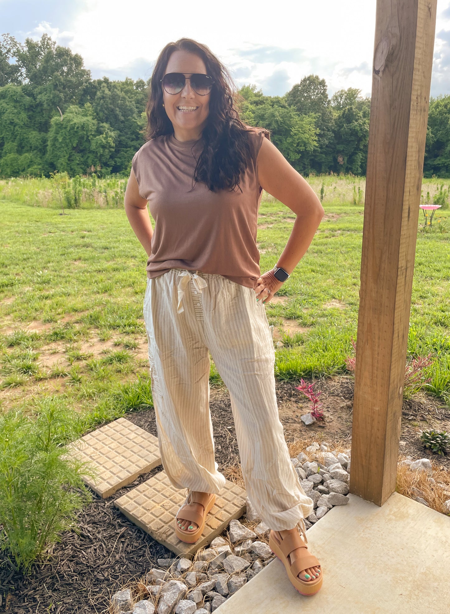Vintage Taupe Stripe Pants