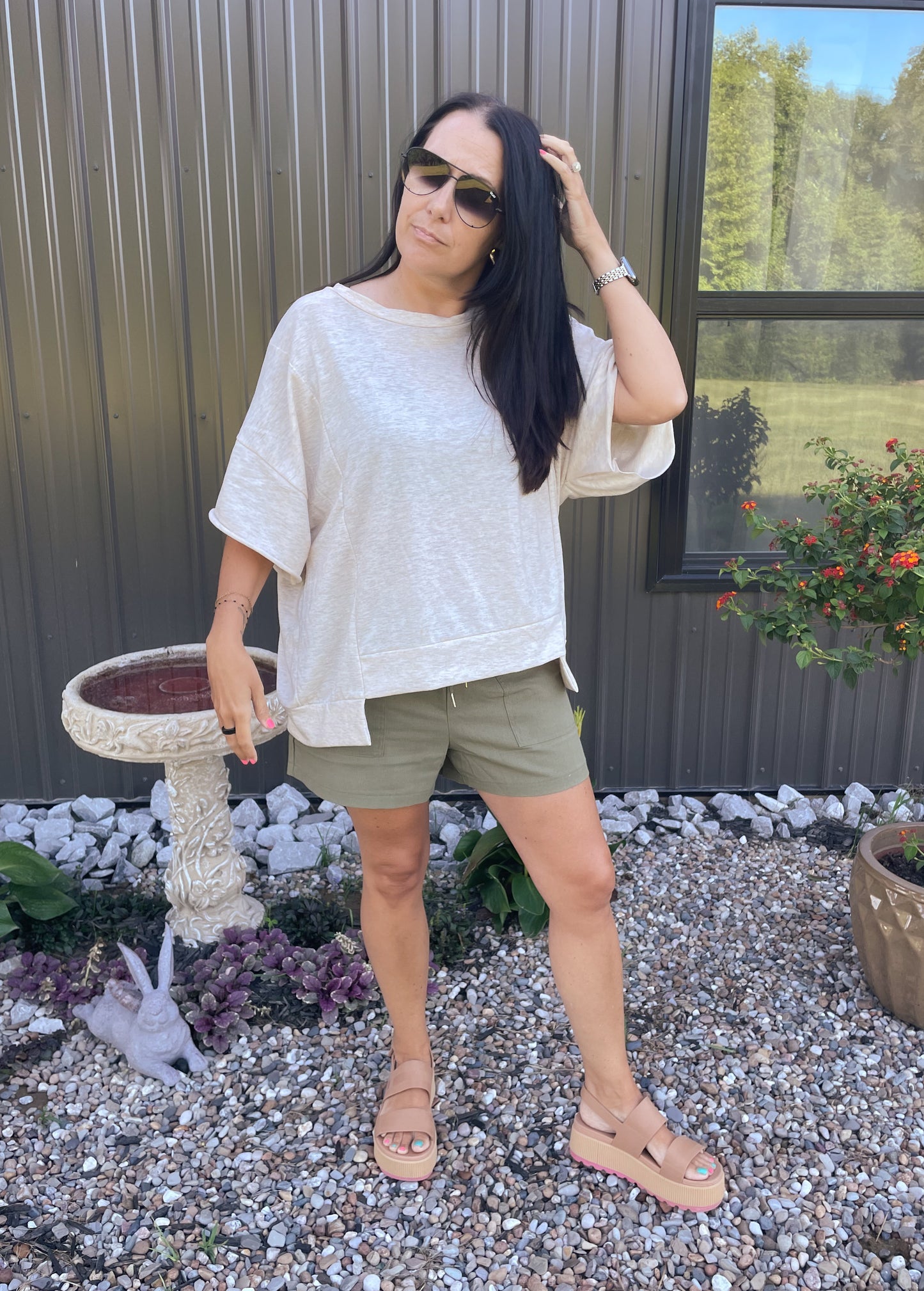 Olive Linen Shorts