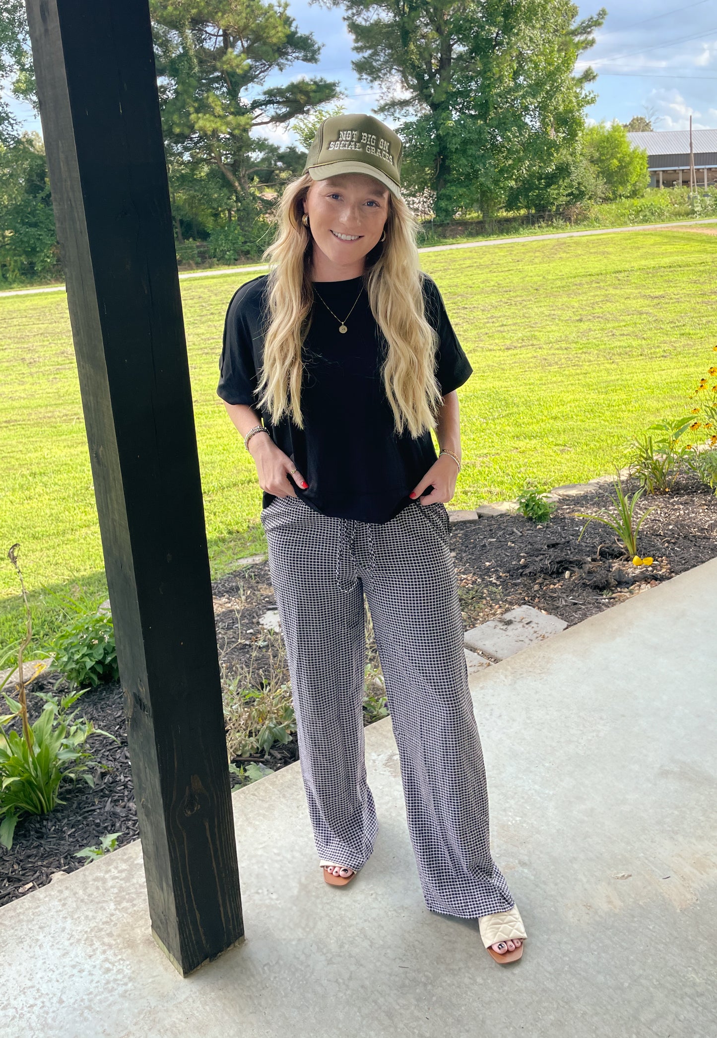 Gingham Linen Pants
