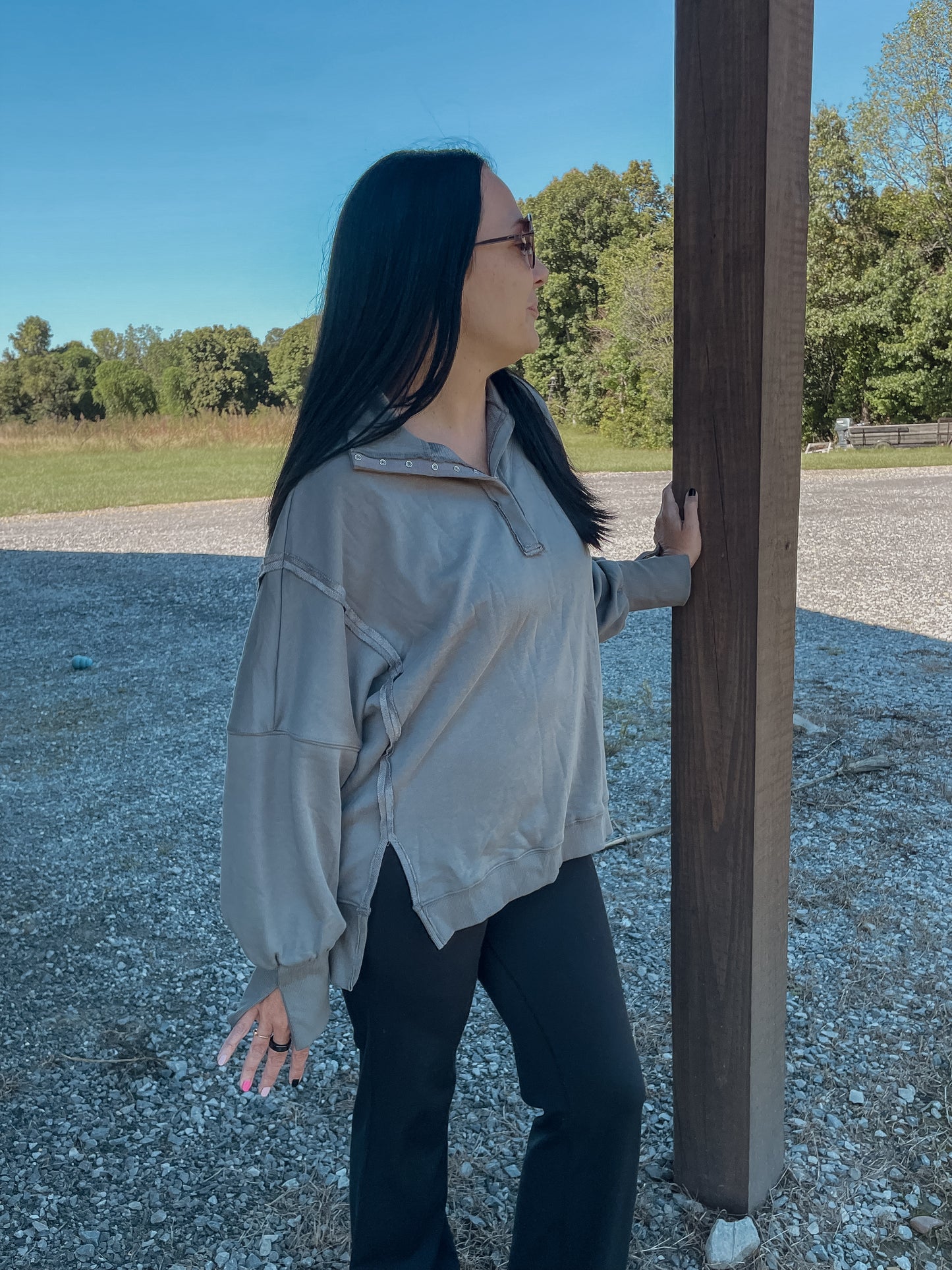 Charcoal Collared Pullover