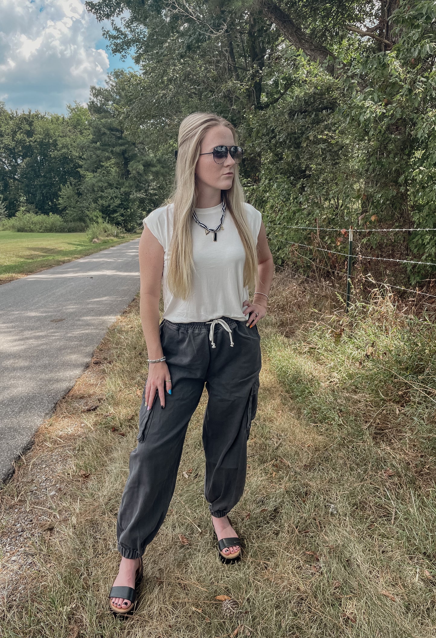 Ash - Washed Denim Cargo Joggers