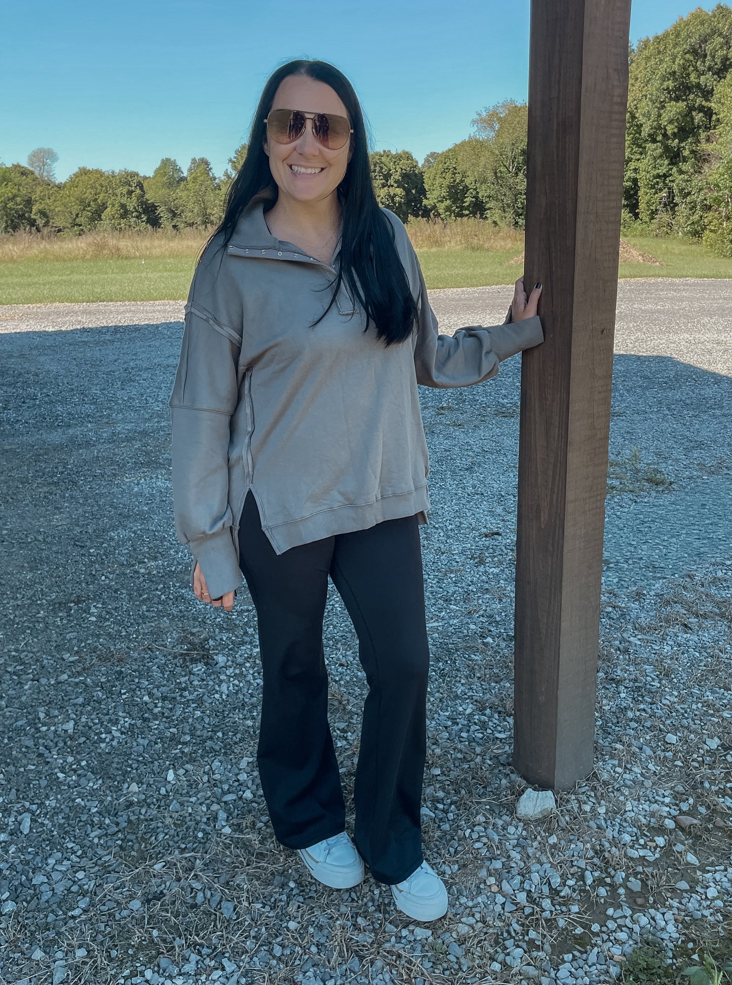 Charcoal Collared Pullover
