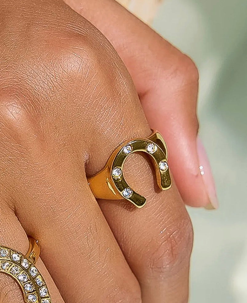 Horseshoe CZ Ring
