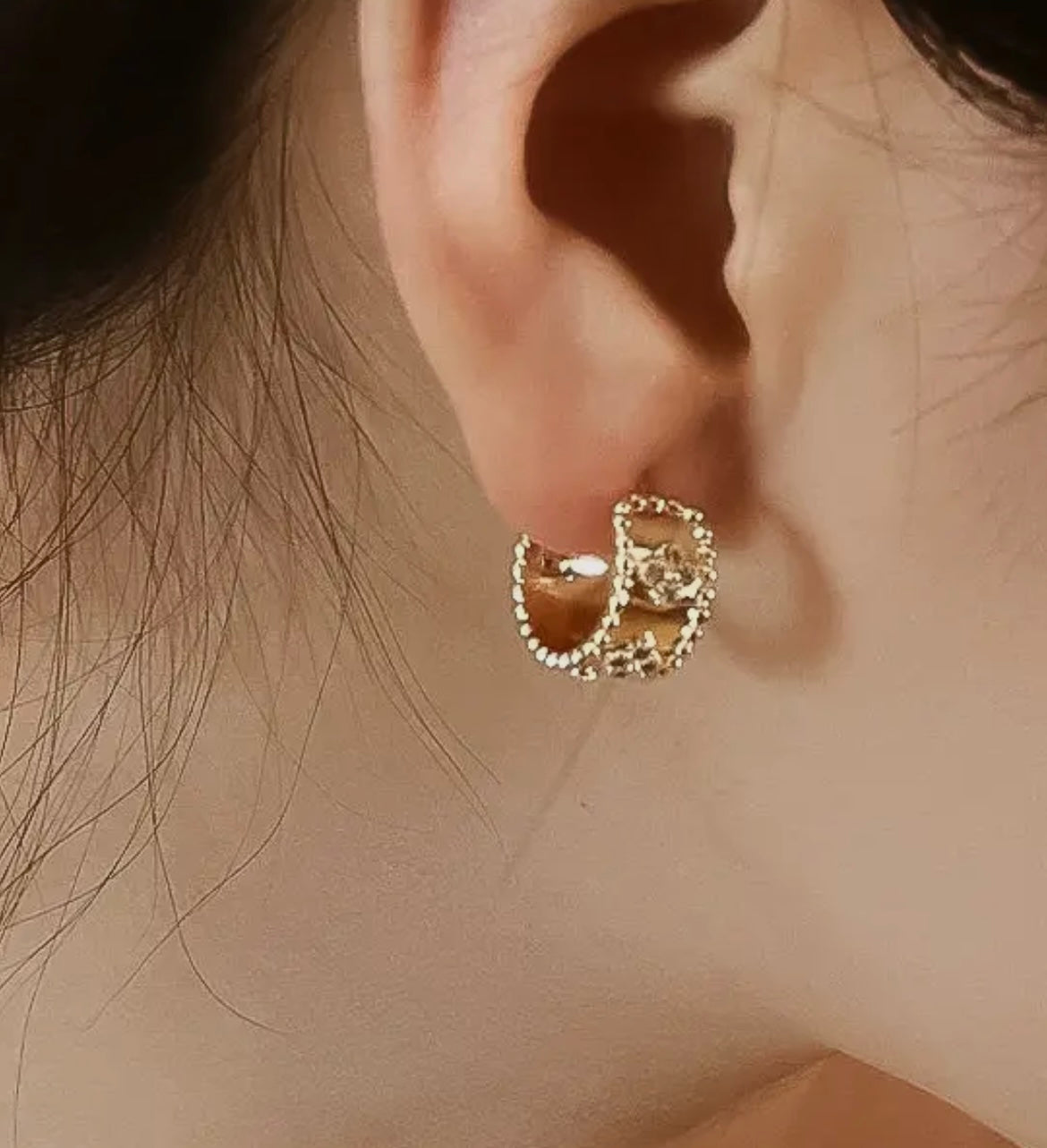 Vintage Floral Hoop Earrings