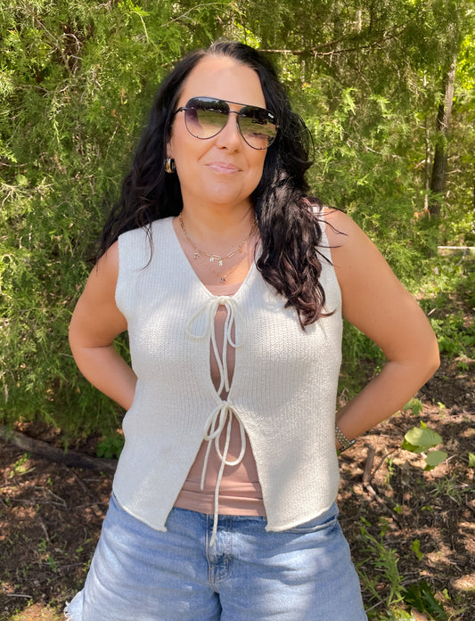 Tie Front Sweater Vest