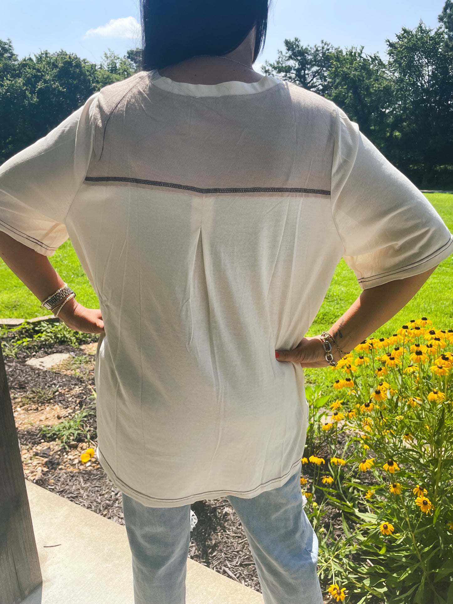 Cream Two-Tone Top
