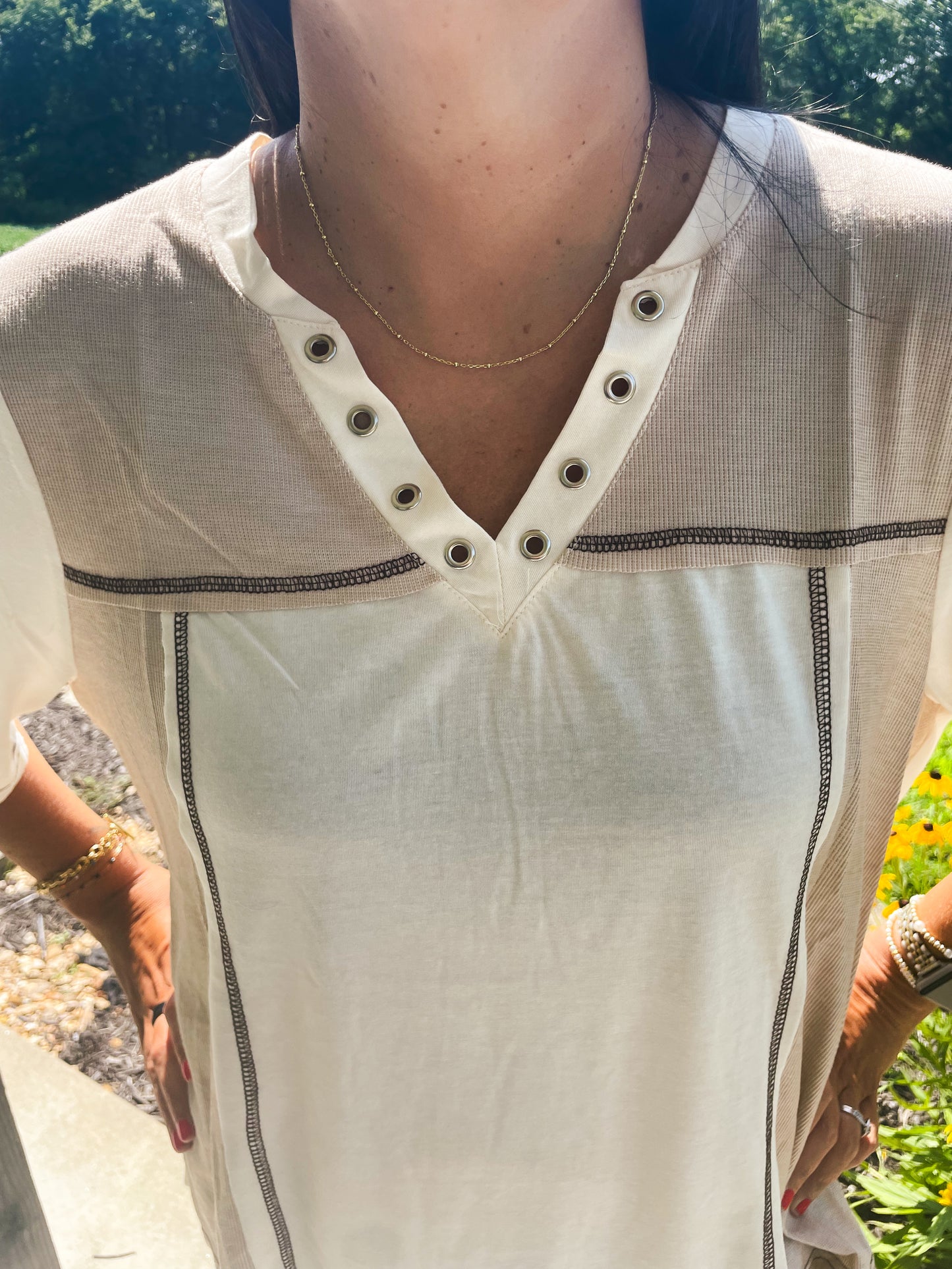 Cream Two-Tone Top