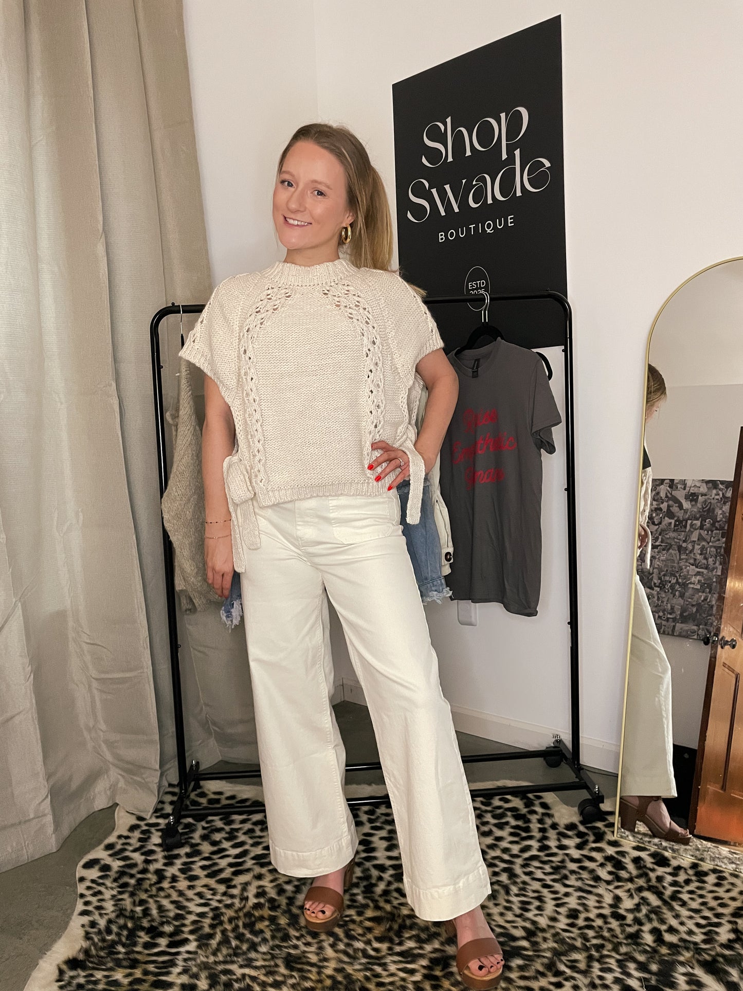 Cream Wide Leg Pants