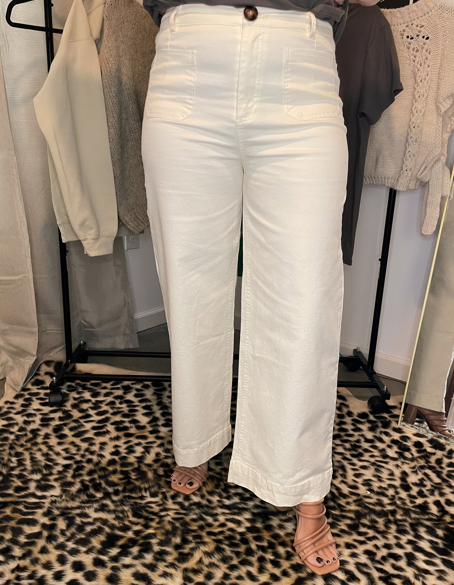 Cream Wide Leg Pants