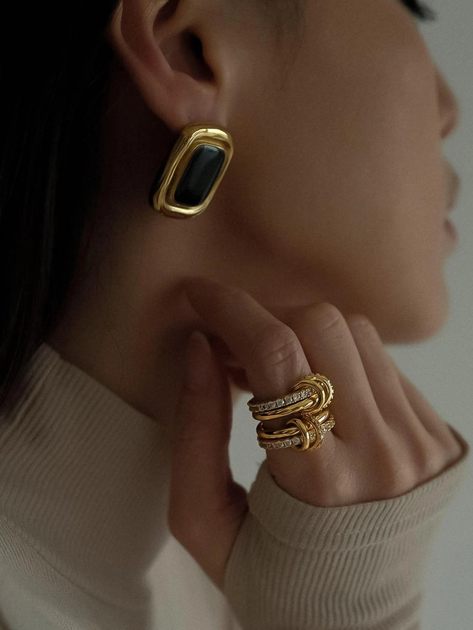 Petra Classic Square Stone Earrings