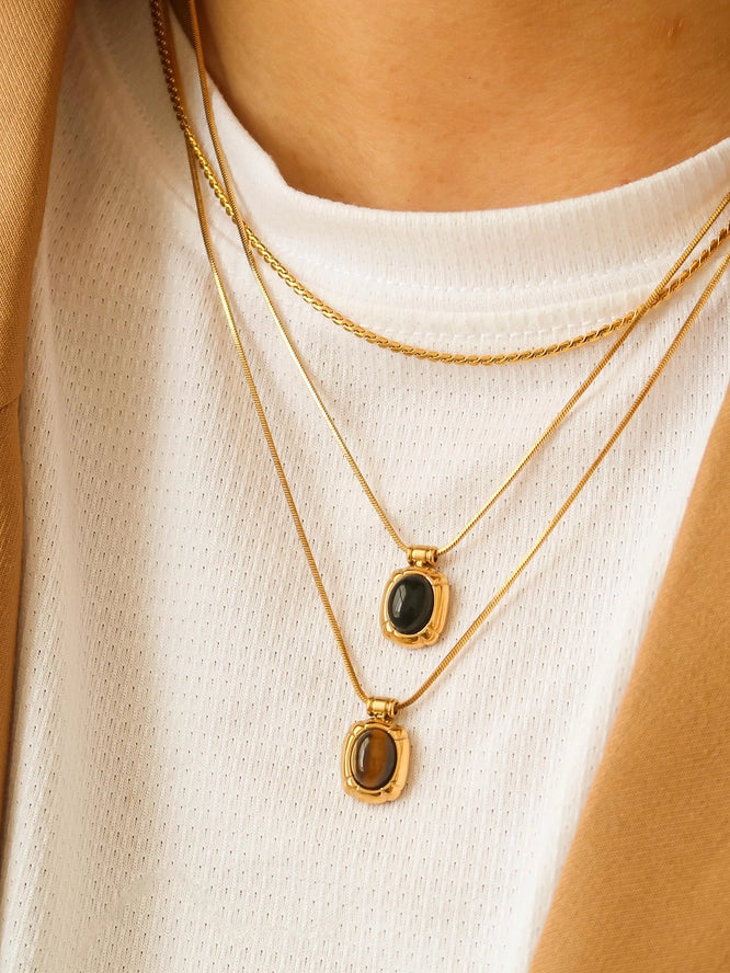 Black - Dax Natural Stone Necklace