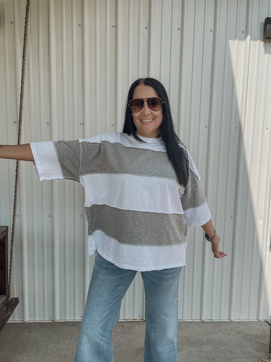 Gray ColorBlock Top