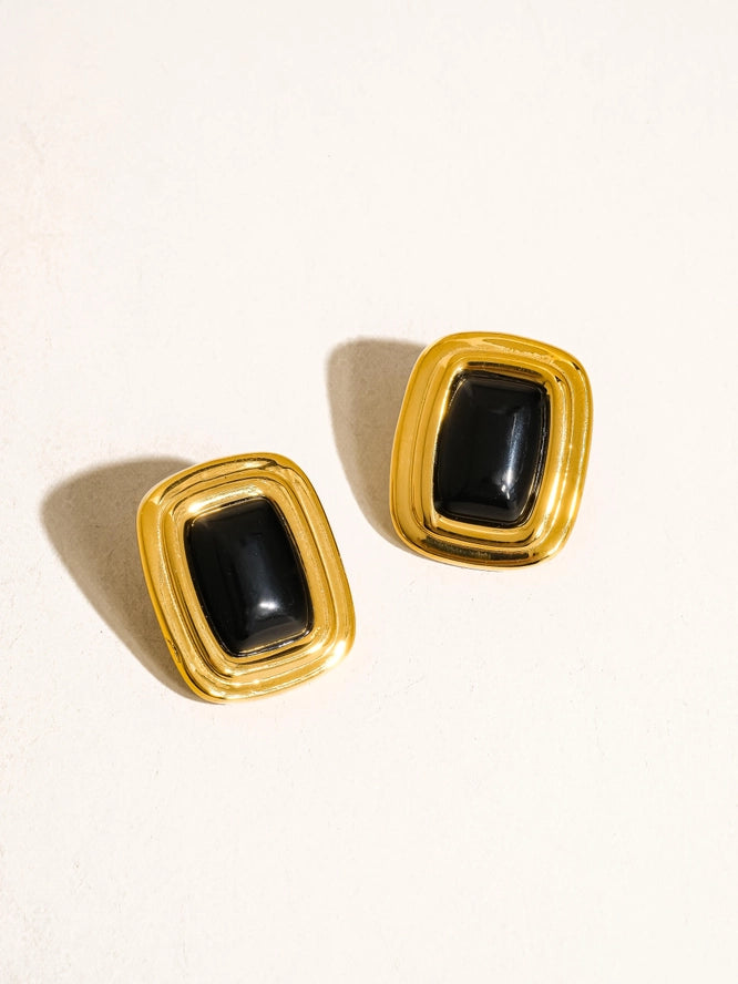 Petra Classic Square Stone Earrings