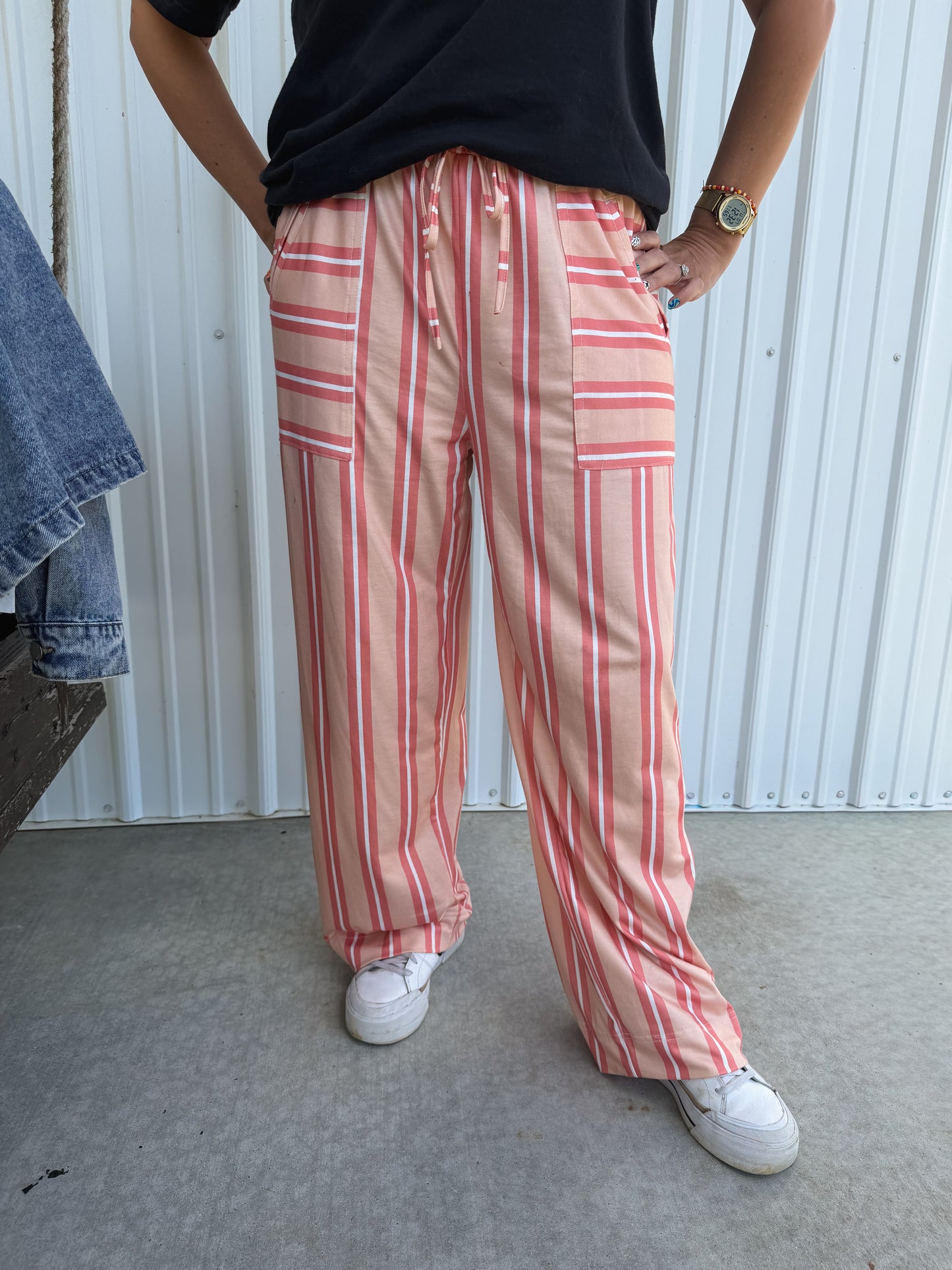 Bright Striped Wide Leg Pants