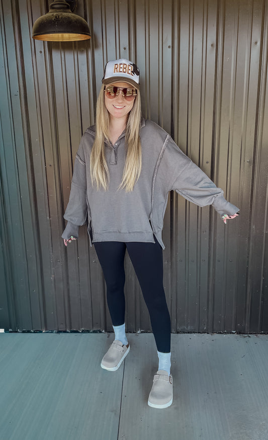 Charcoal Collared Pullover