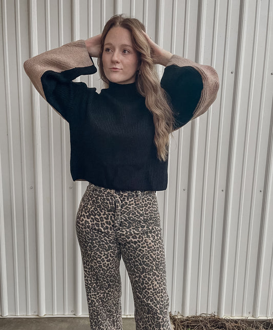 Two-Toned Turtleneck Sweater