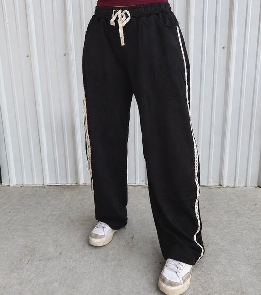 Lace Trim Barrel Lounge Pants