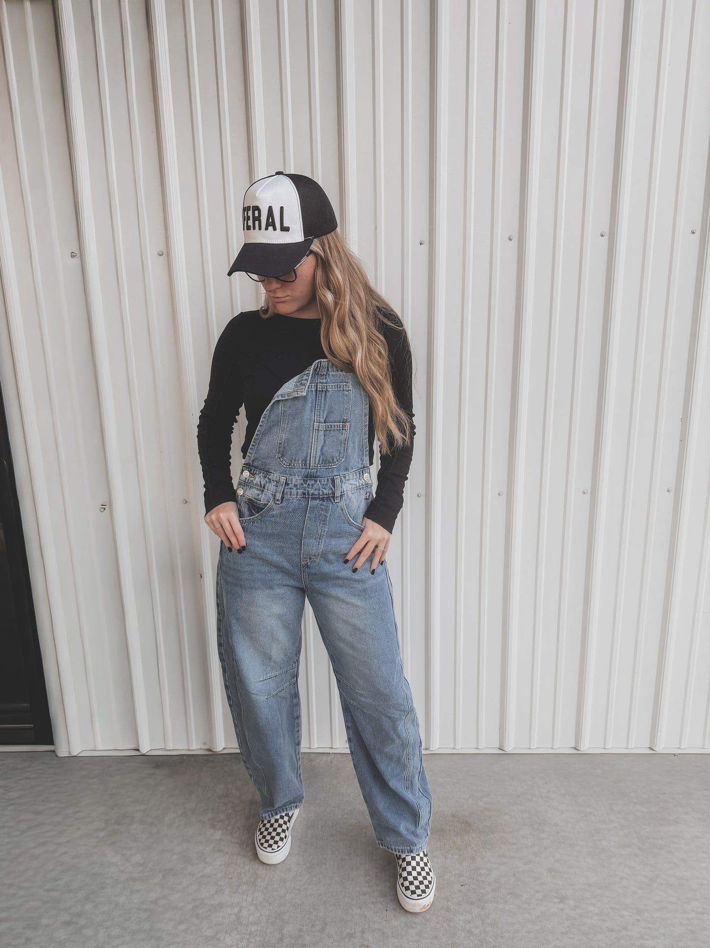 Barrel-Leg Denim Overalls