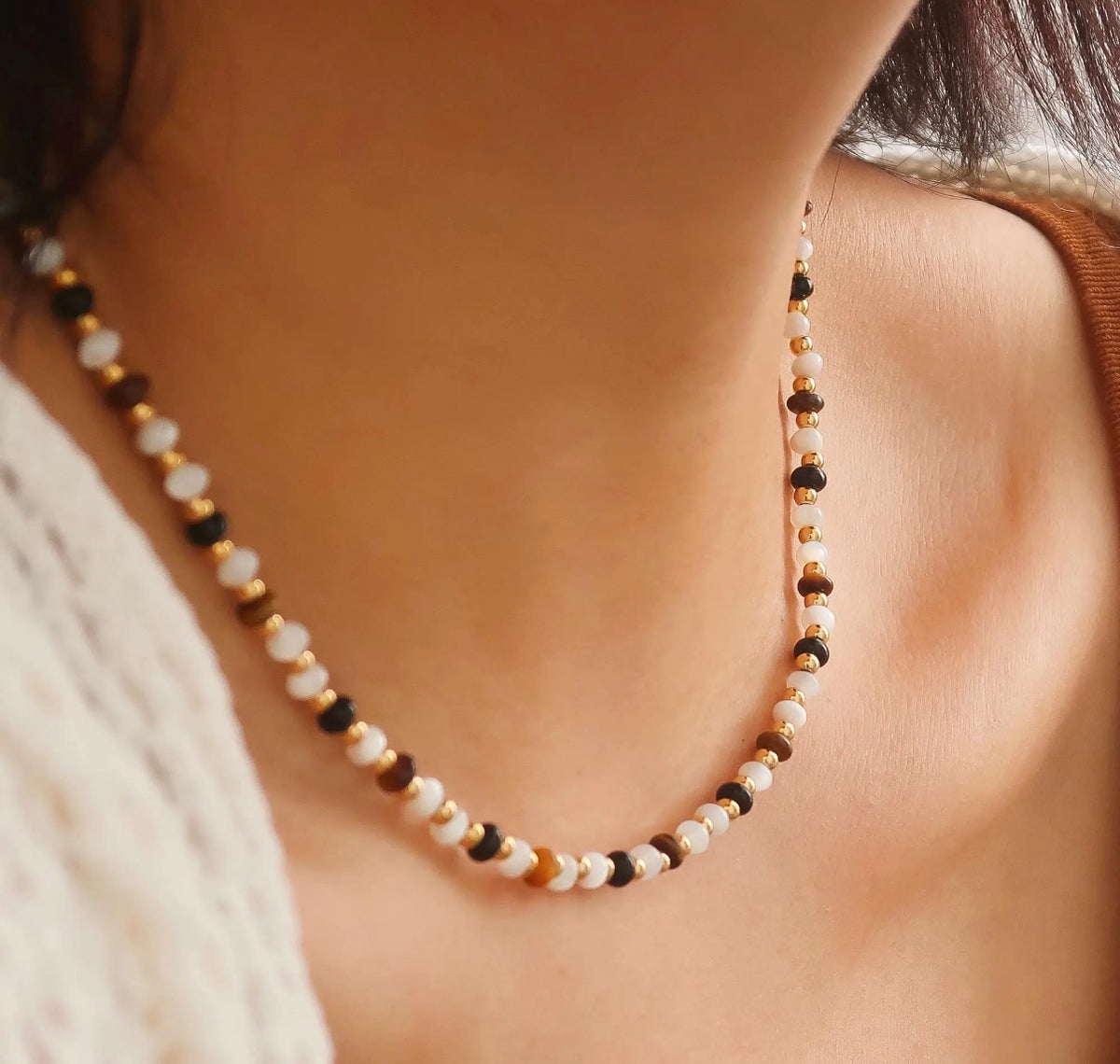 Arrow Neutrals Beaded Necklace