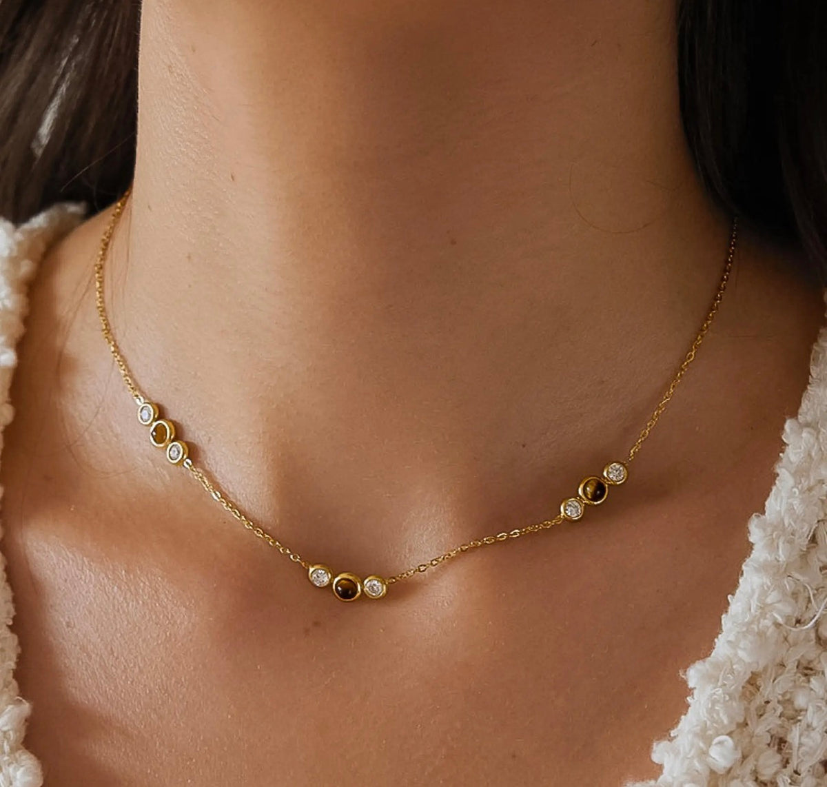 Tiger Eye CZ Necklace