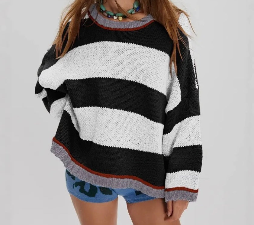 Colorblock Stripe Knit Sweater