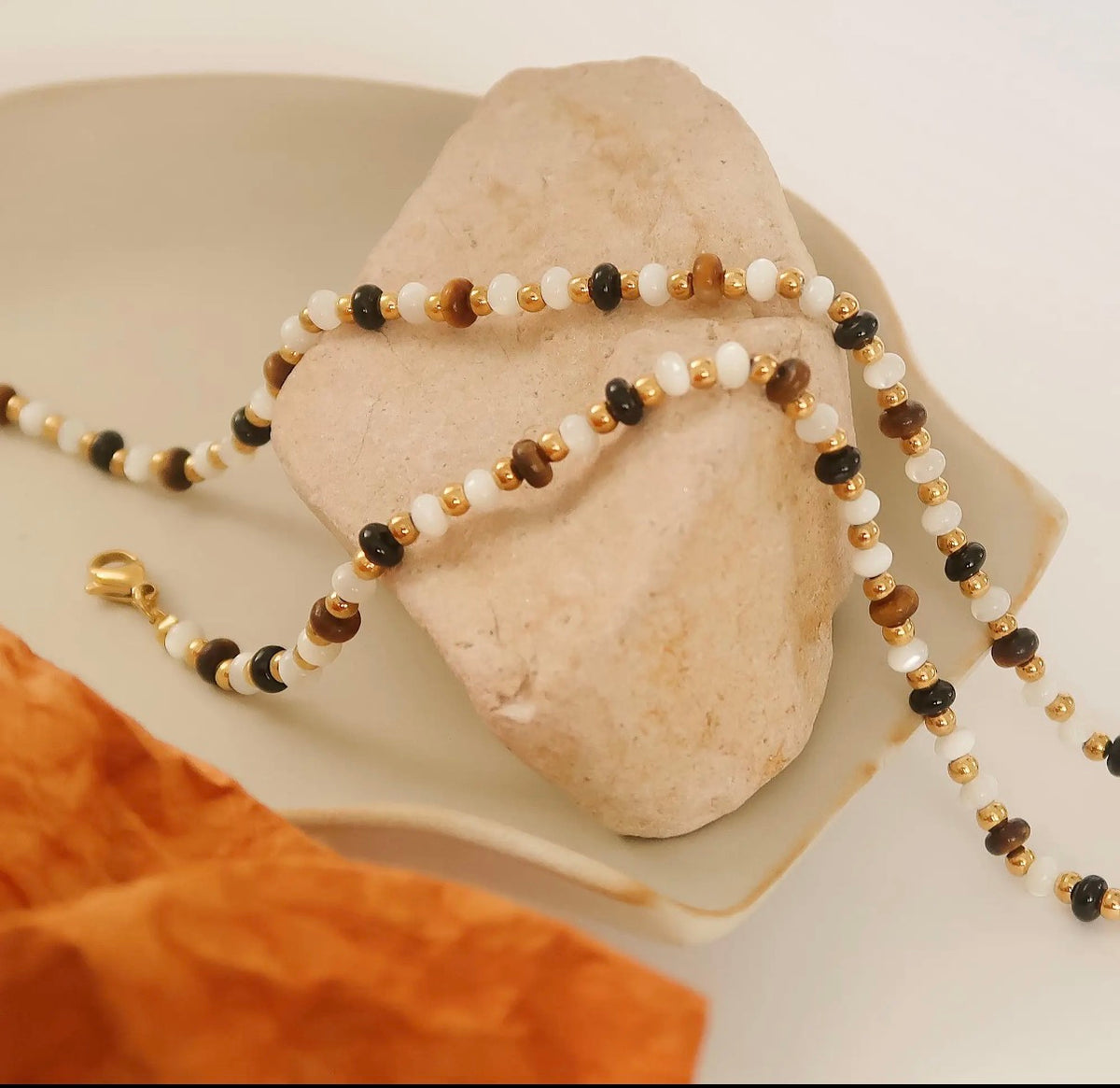 Arrow Neutrals Beaded Necklace