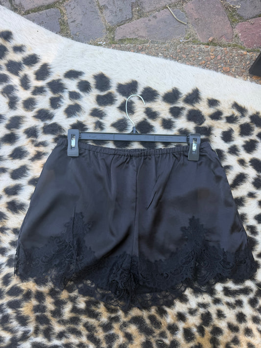 Satin Lace Trim Shorts