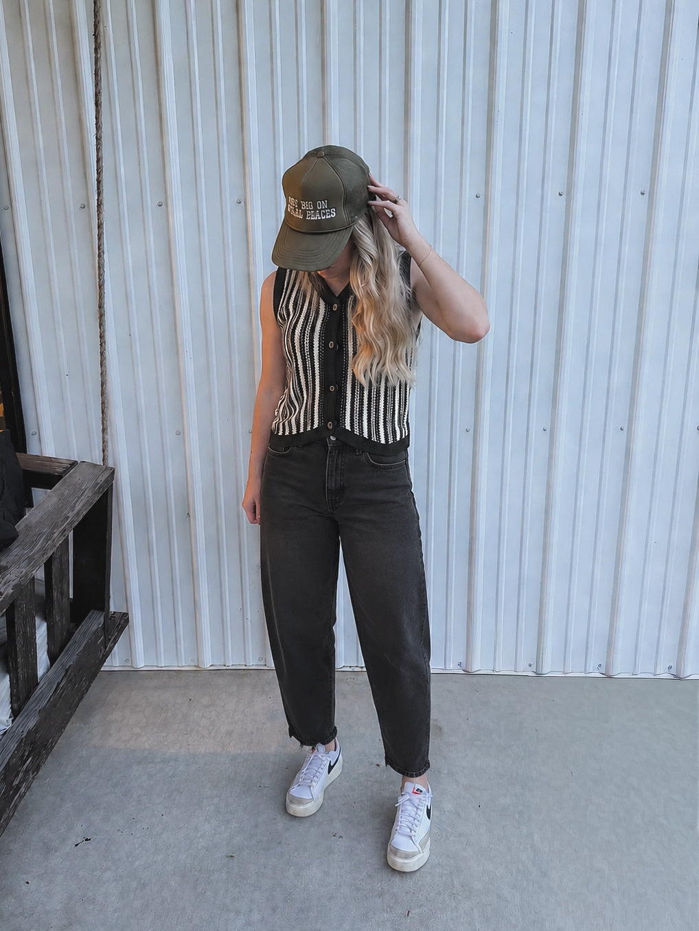 Striped Crochet Vest Top