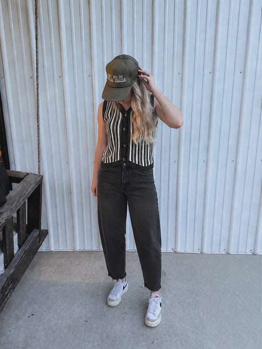 Striped Crochet Vest Top