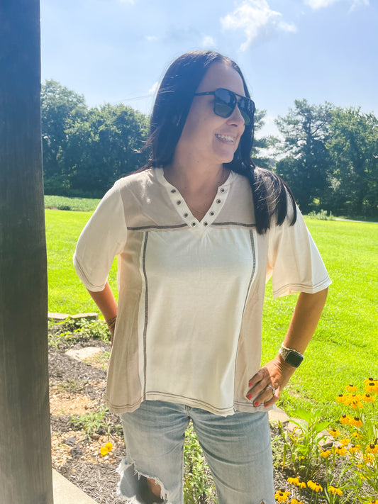 Cream Two-Tone Top