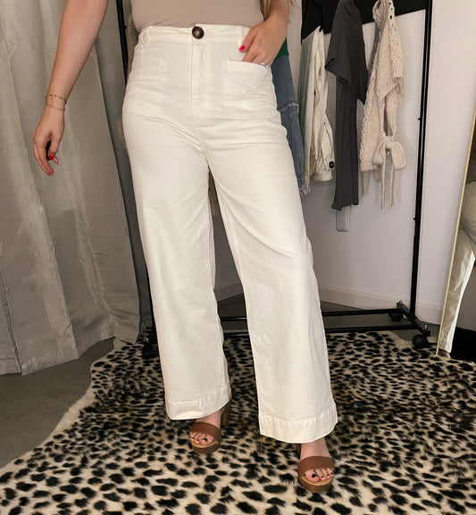 Cream Wide Leg Pants