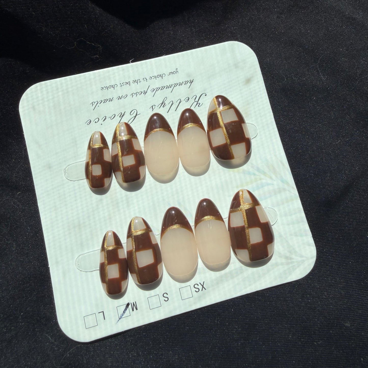 Brown Checkered Nails