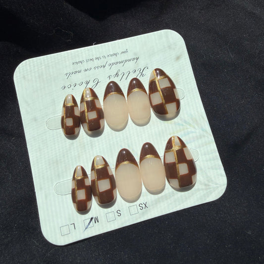 Brown Checkered Nails